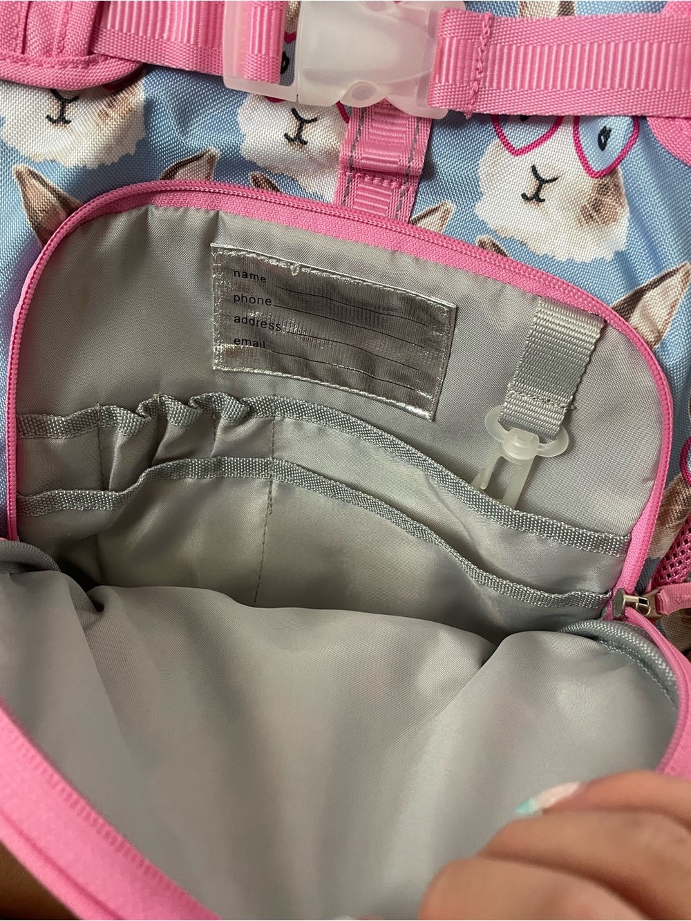 Pottery Barn Kids Large Mackenzie Pink Bunny Print Backpack with Heart Glasses - Picture 5 of 6